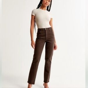 NWT Abercrombie & Fitch 90s High Rise Relaxed Jean Brown Sz 36/22s